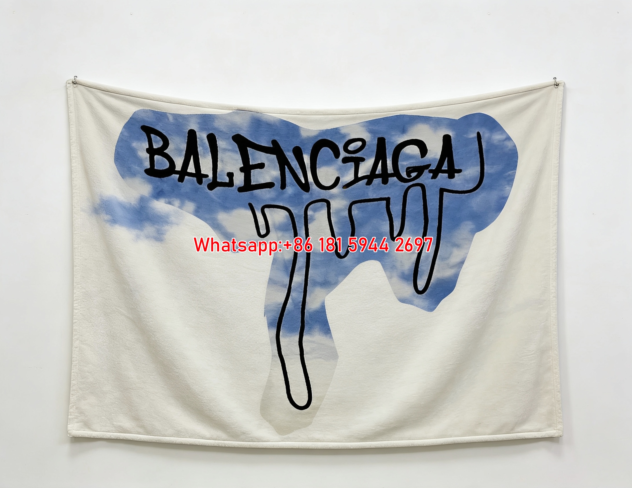 Balenciaga Graffiti Cloud Print Flannel Sofa Throw Blanket Premium Couch Cover BA393